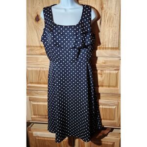 Alex Marie Polka Dot Dress Women Size 8 Black White Sleeveless